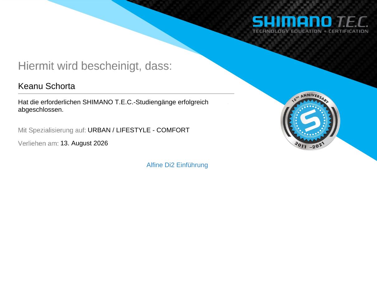 Shimano T.E.C. Zertifikat Urban / Lifestyle Comfort von VeloQuick