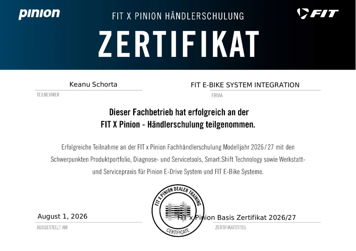 FIT x Pinion Basis-Zertifikat 2026/27 von VeloQuick