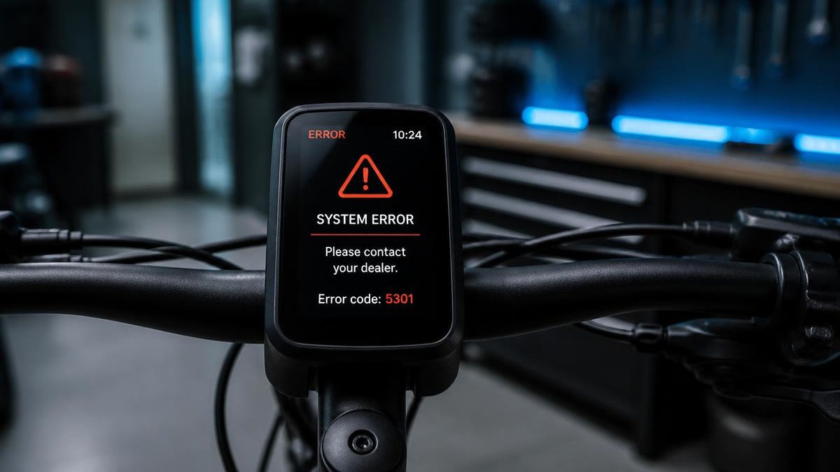 E-Bike Display am Lenker zeigt eine Fehlermeldung mit Fehlercode