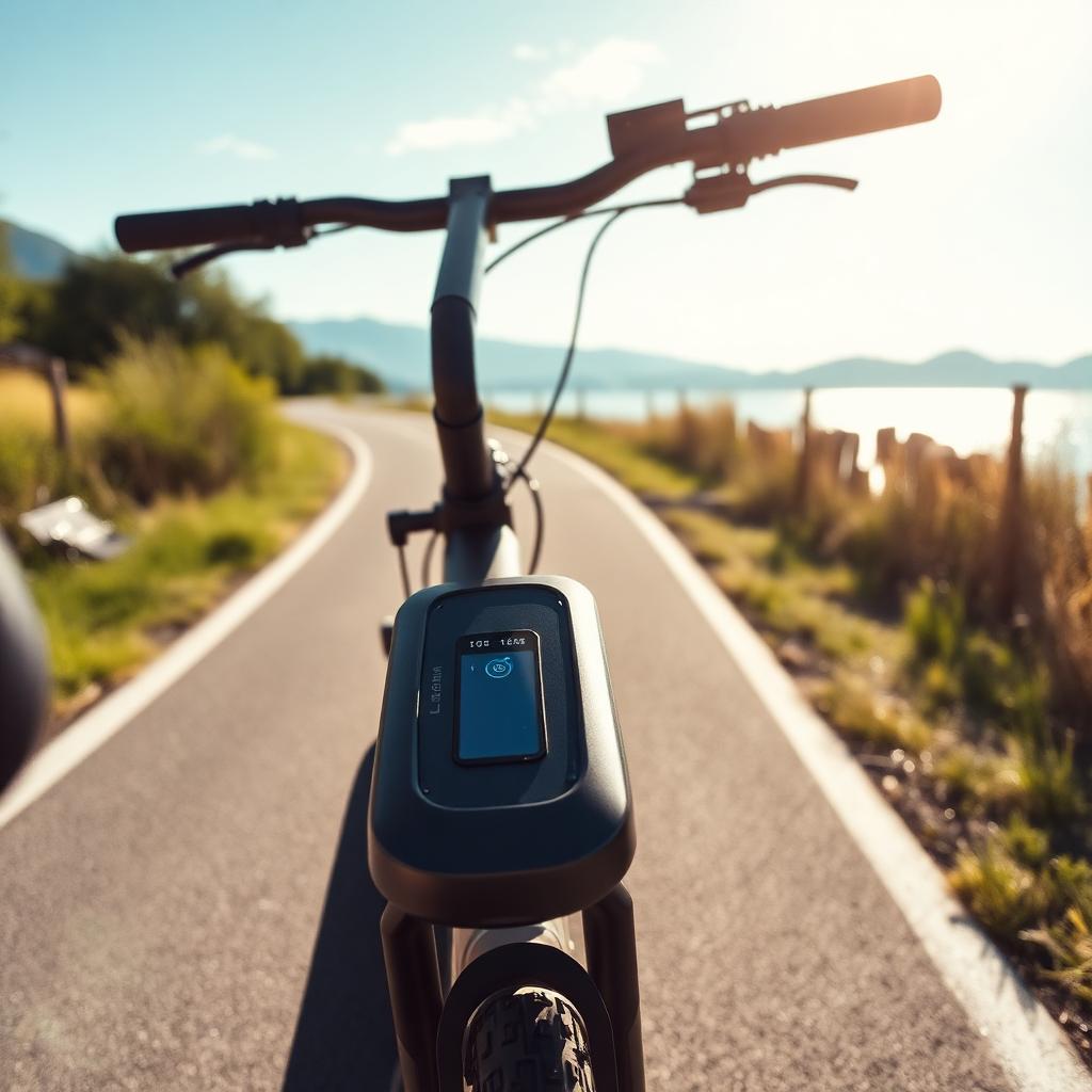 E-Bike mit Display auf sonniger Sommerstrecke – Reichweite erhöhen