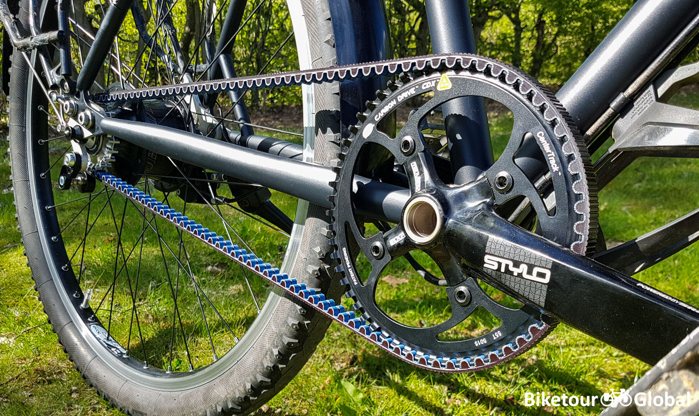 Riemenantrieb mit Carbonriemen an einem Fahrrad