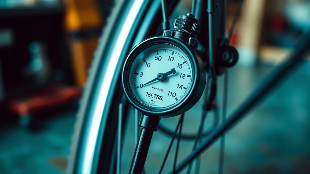 Luftdruckmesser einer Standpumpe am Velopneu